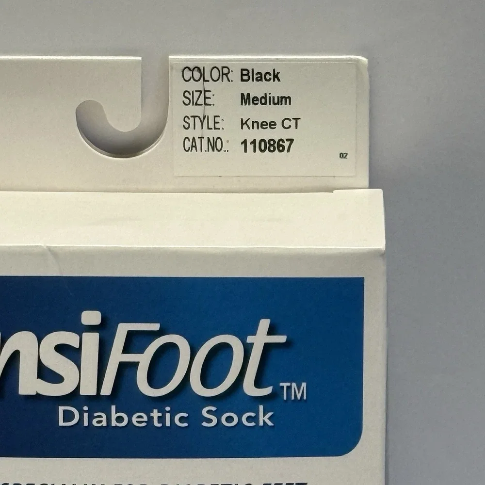 SensiFoot Jobst Diabetic Sock Color Black Knee Style Medium Size